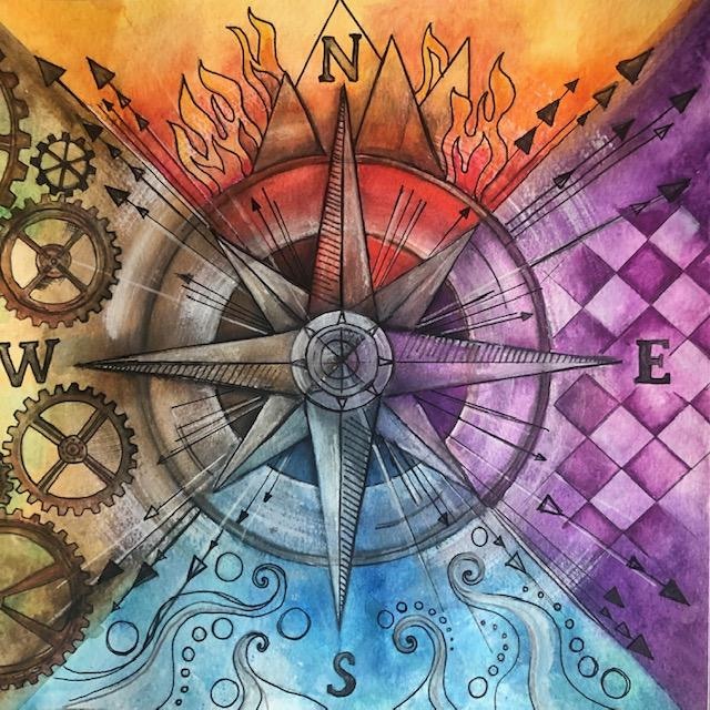 Firework Maker's Daughter floor cloth design by Catherine Chapman